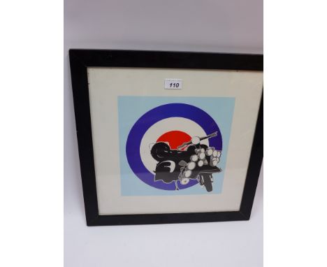 A Mod print depicting a Vespa scooter in front of the target symbol. 46cm X 66cm