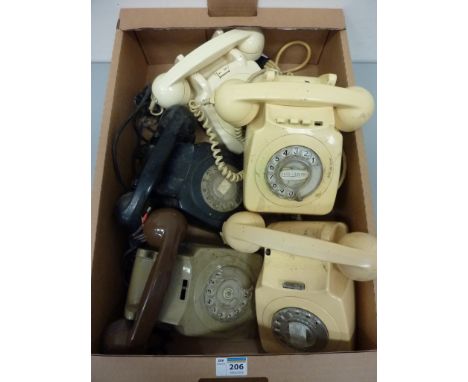 Five vintage rotary dial telephones in one box 
