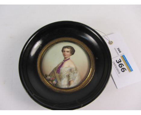 Late 19th century Continental portrait miniature on porcelain 6cm