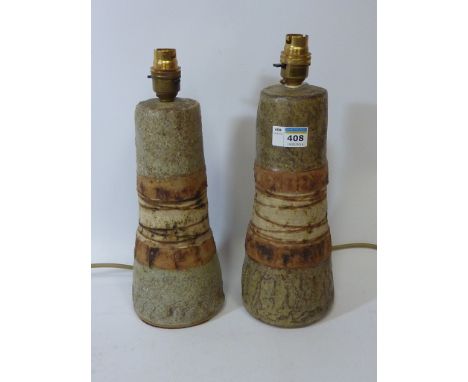 Studio Pottery - pair table lamp bases H32cm 