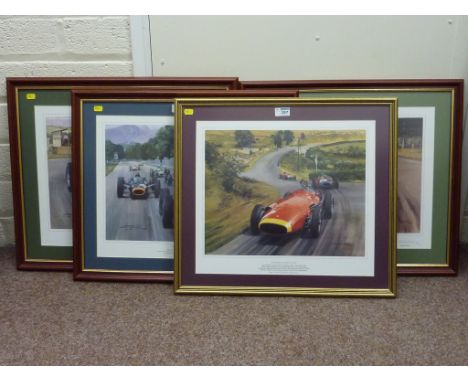 Vintage Grand Prix, four colour prints after Graham Turner 40cm x 46cm (4)