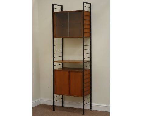 Staples 'Ladarax' vintage retro teak and metal room dividing wall unit, W63cm, H201cm, D36cm