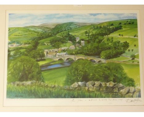 'Burnsall by the River Wharfe', Alan Hydes colour print signed and inscribed by the artist in pencil 42cm x 59cm