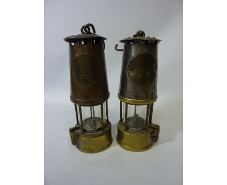 Two 'The Protector' miners lamps by the Lamp & Lighting Co. Ltd., Eccles H24cm 