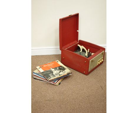 Mid 20th century Ekco record player fitted with Garrard RC 120 Mk II turntable, with various records
