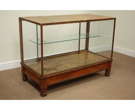 1930's glazed haberdashery cabinet fitted with single glass shelf, W122cm, H92cm, D61cm