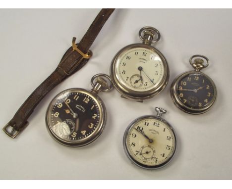 INGERSOLL WATCHES.Four Ingersoll pocket watches; the Midget, the Radiolite, the Eclipse & the Cadet. Also, a Midget Patent wr