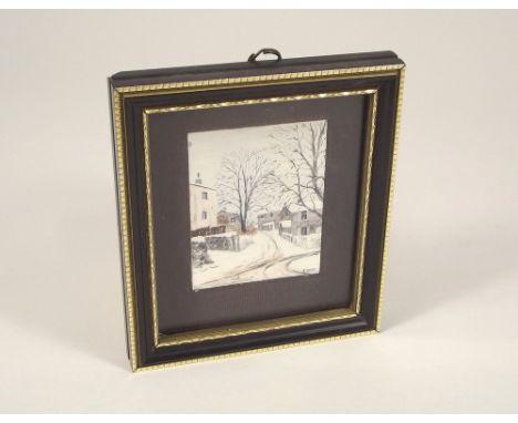 PORTRAIT MINIATURE. A miniature oil on ivory of Grassington in the snow, by John H. Dean. Signed. 6.5 x 5cm.