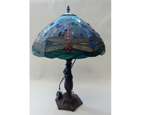 Tiffany Style Dragonfly Table Lamp with stained glass shade [Approx 62cm]