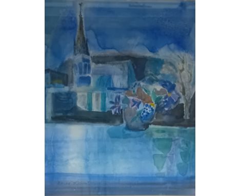 Jean M. DonaldsonWatercolor  ''Village Church'', signed and date '88.[Frame 71x60cm]