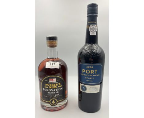 Bottle of Pussers Rum and 2018 Port
