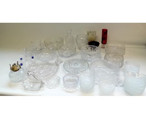 Large collection of cut crystal to include fruit bowls, decanter, side dishes, glasses etc.