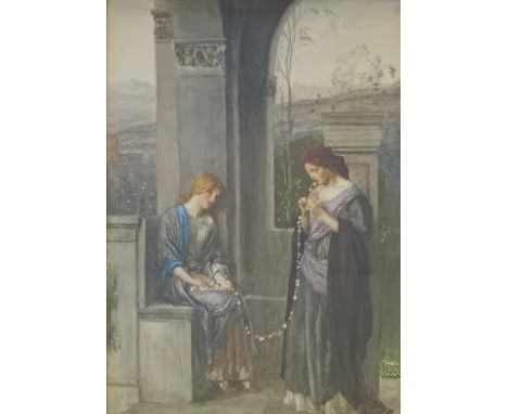 Robert Anning Bell (1863-1863)Watercolour ''The Daisy Chain'' within gold frame.[Frame 72x56cm]