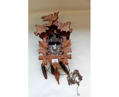 Vintage West German Cuckoo Clock with leaf and bird design