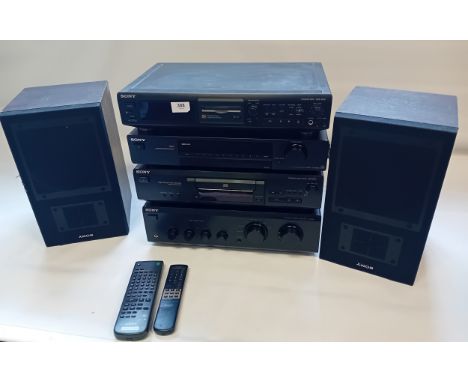 Sony Audio Componants to include Mini Disc Deck, FM Stero Turner, Compact Disc Player and Integrated Stero Amplifier.Comes wi