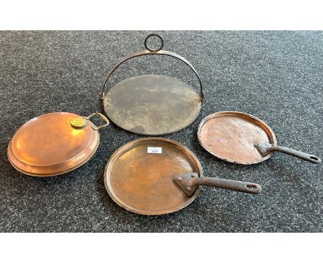 copper pans and skillet