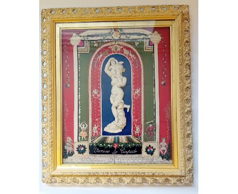 Fabric Panel 'Venus & Cupid' within an ornate frame [64x54cm