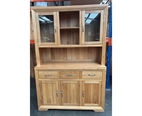 Large light wood display cabinet