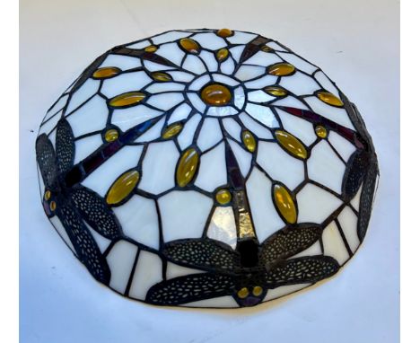 A Tiffany Style Dragonfly design glass hanging light shade.