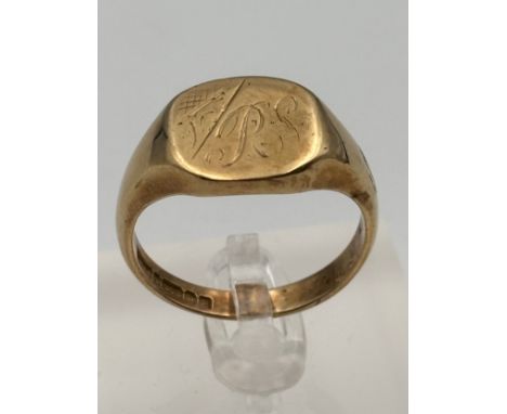 9ct Gold Gents signet ring Size - YWeight - 9.94g