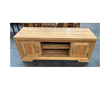Light wood two door tv stand