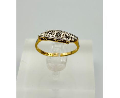 18ct Gold Art Deco ladies diamond ring Size - L/MWeight - 1.90g