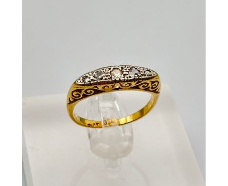 18ct Gold and platinum ladies diamond ring Size - KWeight - 3.37g