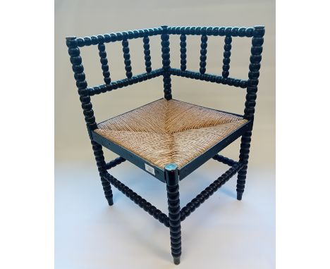 Antique Arts &amp; Crafts Bobbin Corner Chair With Ebonised Finish