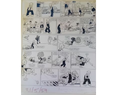 Framed copy ''Oor Wullie''Cartoon Print.[Frame 54x46cm]