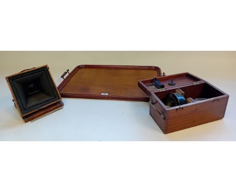 John Morton &amp; Co, Glasgow Sestrel Compass, Vintage Tailboard Camera and  wooden tray