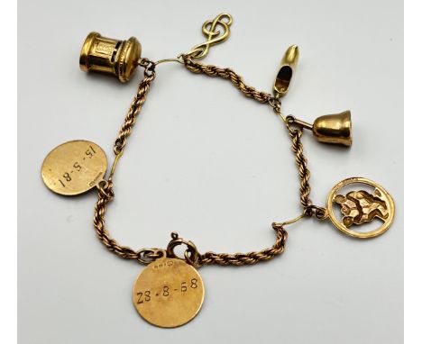 9ct Gold charm bracelet with 7 charmsWeight - 8.68g