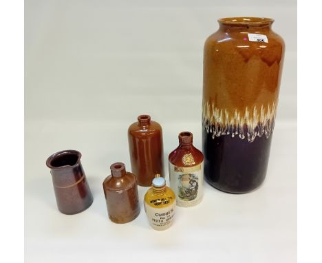 West German Ceramic Vase and Glazed Stoneware Bottles