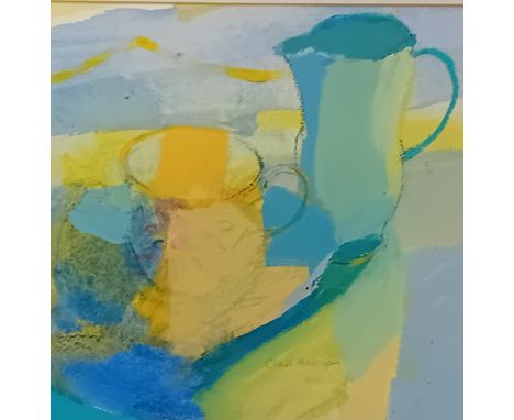 Claire Harrigan Mixed Media titled ''Milk Jug &amp; Coffee Cup'', signed and dated 1990. [Frame 43x43cm]