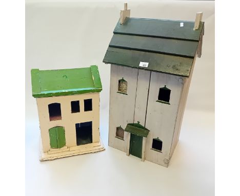 Two Vintage Handmade Wooden Doll House's With Accessories