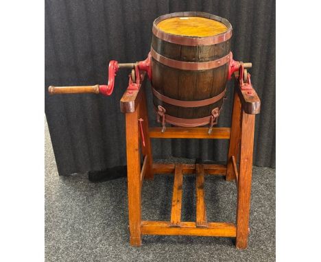 Antique oak butter churn