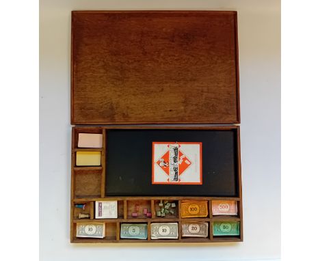 Vintage Monopoly Board Game with original wooden box and accessories