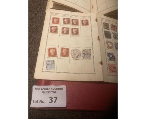 Stamps: Two small albums - but vintage book to 1800s - plenty of fiscals plus a small page of GB with unused penny reds