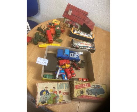 Diecast : Box of cars inc military Dinky, Corgi, Chad Valley etc