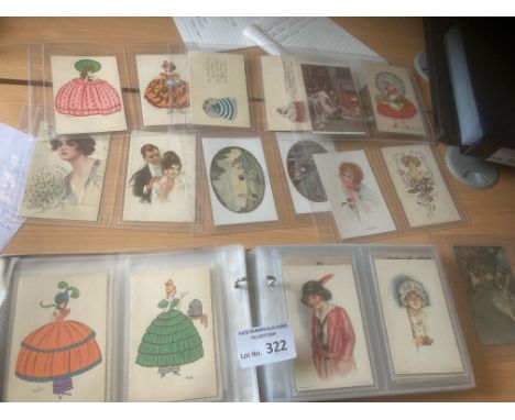 Postcards : Glamour - vintage album of super collection of cards many foreign/French etc - great lot 100+