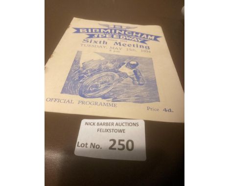 Speedway : Birmingham - Hall Green v Lea Bridge programme super cond r/staples 15/05/1934