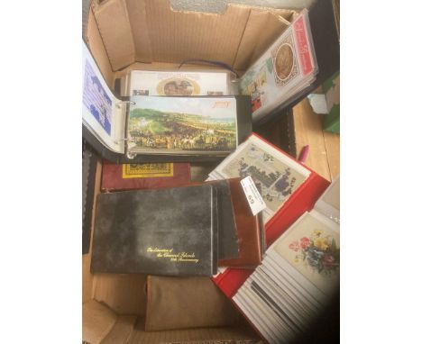 Stamps : Box of various inc GB covers, Jersey pres packs &amp; postcard album