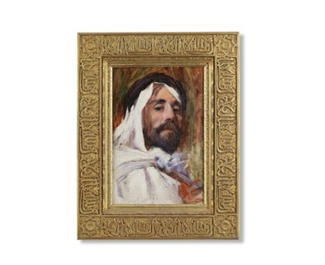 Constant Georges Gasté (French, 1869-1910)Head study with artist's atelier stamp (lower right)oil on panel35 x 23.8cm (13 3/4