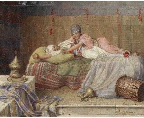 Daniel Israel (Austrian, 1859-1901)Idle hours a pair, both signed and inscribed 'Israel.München' (lower right)oil on paneleac