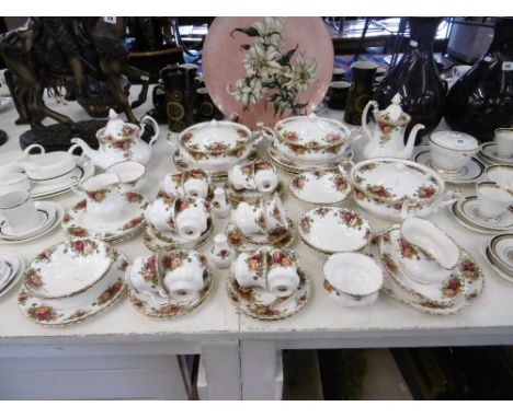 A Royal Albert old country rose tea dinner and coffee service, approximately 60 pieces