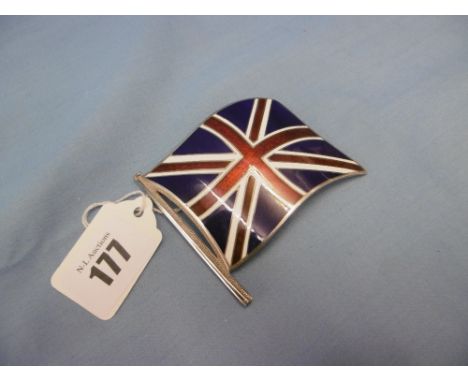 A hallmarked silver and enamel union flag belt buckle weight 53 grams