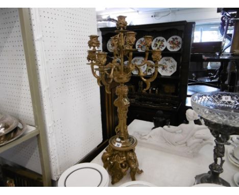  A French tall gilt bronze seven branch candelabra 