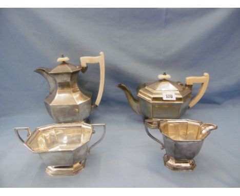 A four piece art deco hallmarked silver tea service 1610 grams