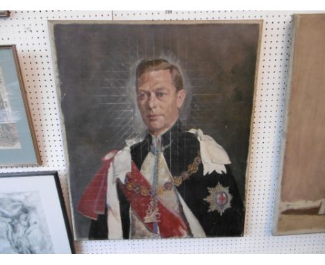 An unframed oil on canvas "Study portrait of His Majesty King George VI" artist Sir Gerald Kelly 1879-1972, provenance sold a