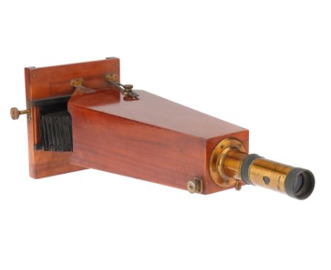 A Spectroscope Camera, English, c.1900, unsigned but probably by Adam Hilger, French polished mahogany body with lacquered br