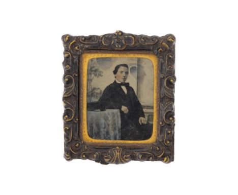 A Large Collection of Ambrotype Portraits, comprising of an image of 3 gentlemen in a leather case 12cm x 9.5cm; a group of m